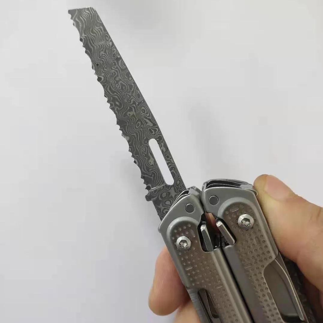 1 piece VG10 Damascus Steel Replacement part Cutting Hook serrated cutter For leatherman Free P2 P4 DIY Accessories