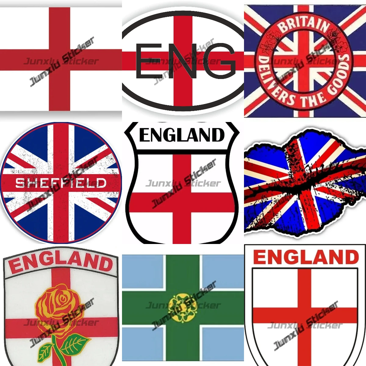 

England Shield Cross of St George Flag Patriotic Sticker United Kingdom Wings Country Code UK Oval Sticker Accessories Exterior