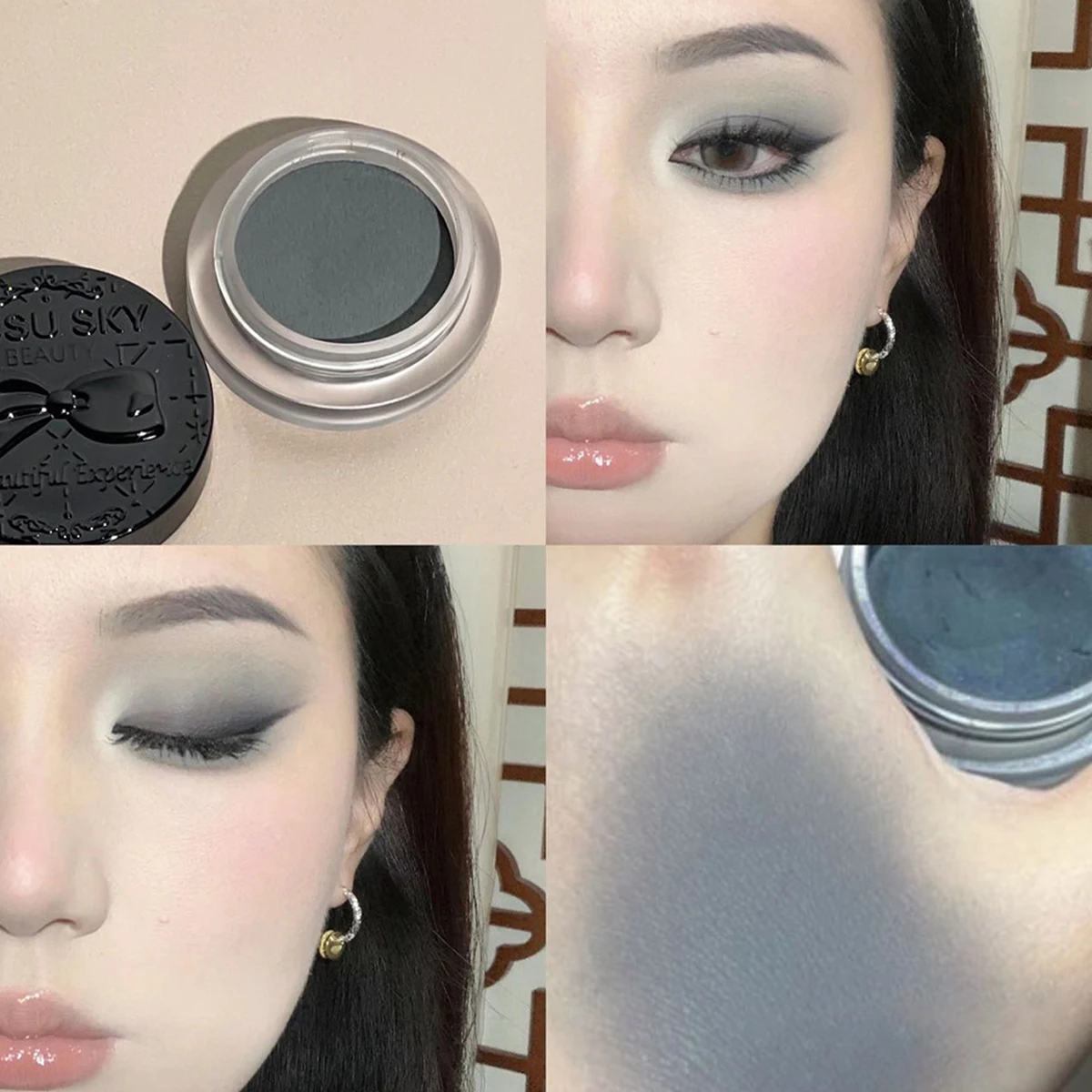 Glitter Blue Grey Eyeshadow Palette Shimmer Diamond Monochrome Highlighter Powder Brighten Shiny Smoky Black Dark Eye Makeup