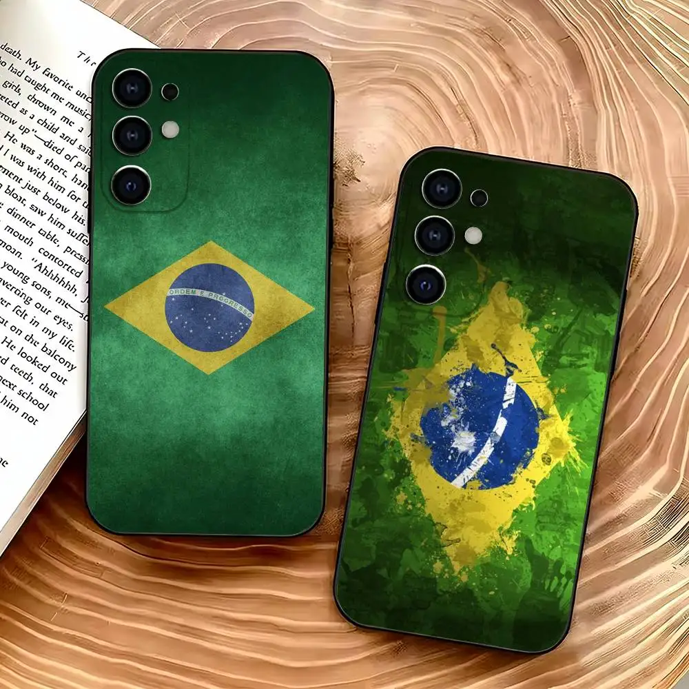 B-Brazil Phone Case For Samsung S25,S24,S21,S22,S23,S30,Ultra,S20,Plus,Soft Silicone Black Cover