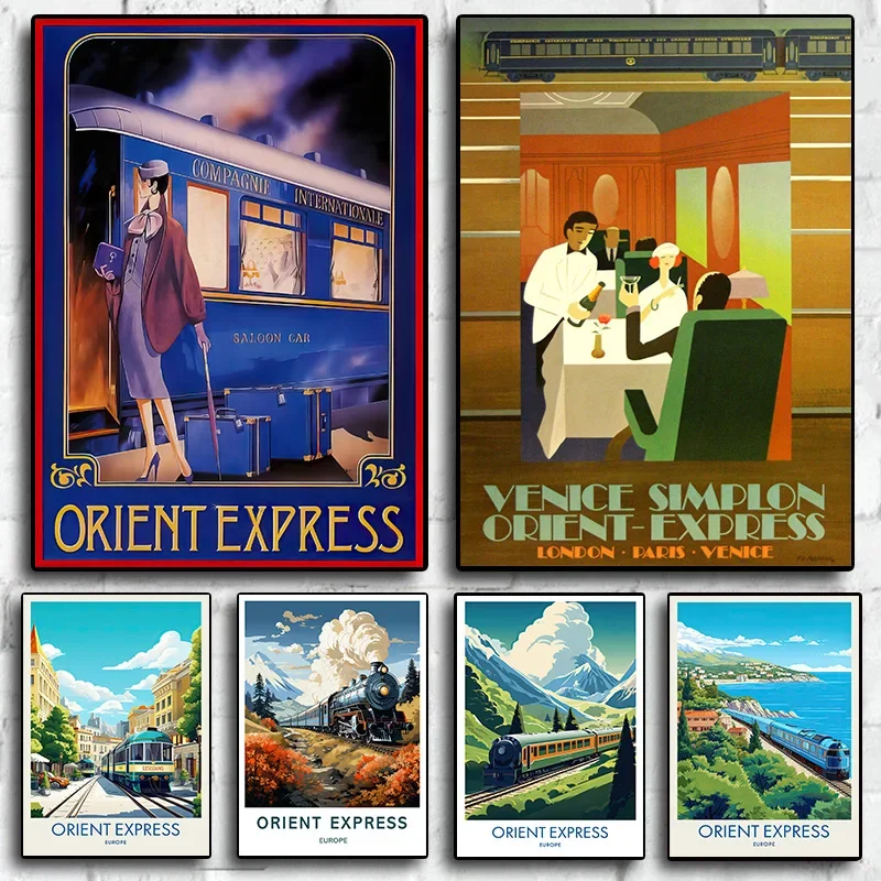 Canvas Painting Vintage Iconic Train Orient Express Railway Travel Landscape Poster Wall Art Pictures Home Interior Decor Gift