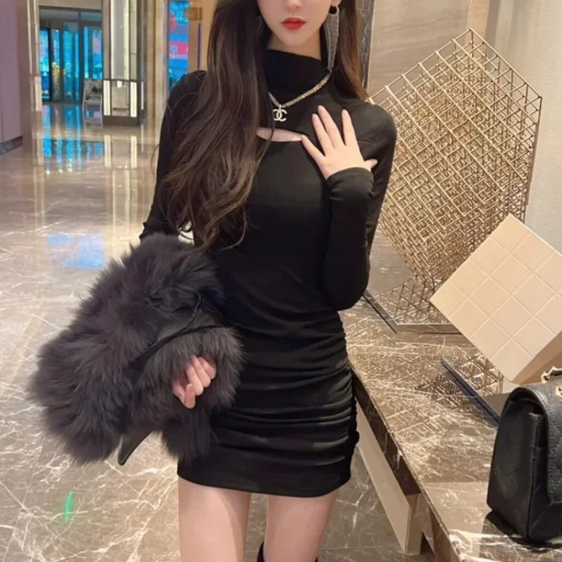 Female Dress Trend Black Sexy Women\'s Long Sleeve Dresses Chic and Elegant Pretty Beautiful Beach Kpop Thic Luxury Aesthetic Xxl