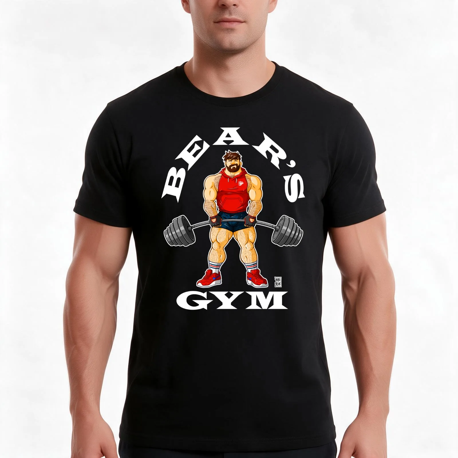 ADAM LIKES BEAR'S GYM - WHITE WRITING T-Shirt Summer Casual Cotton Tee Oversized Streetwear Tops Vintage Graphic Print