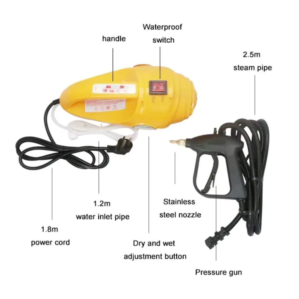 Portable Steam Cleaner, Dry and Wet Handheld Upholstery Steamer, Home Furniture Cleaning Machine, Multi-Purpose Sanitizing Tool