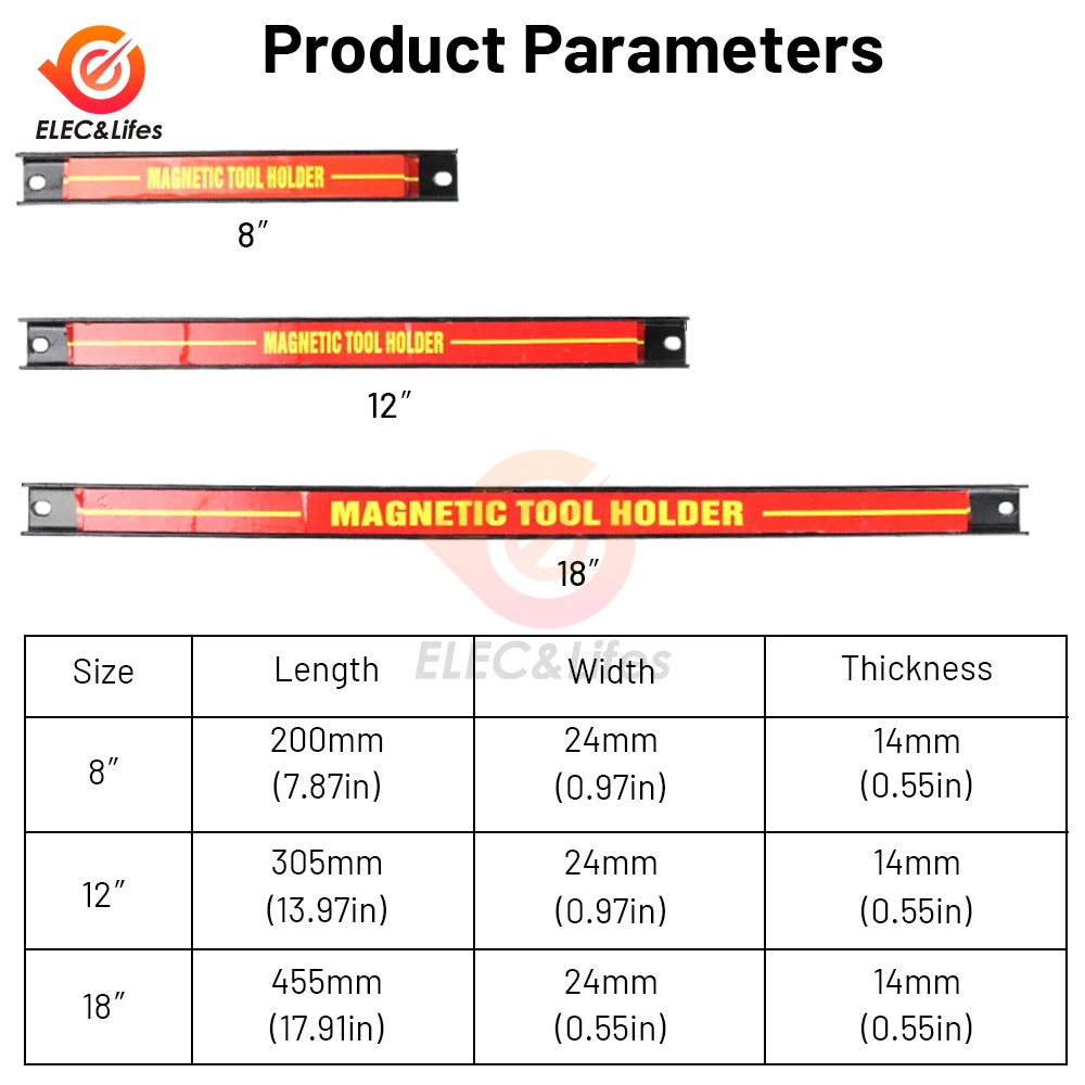 Magnetic Tool Holder Heavy-duty Magnet Tool Bar Strip Rack Space-Saving & Strong Metal Organizer Storage Rack For Knife Wrench
