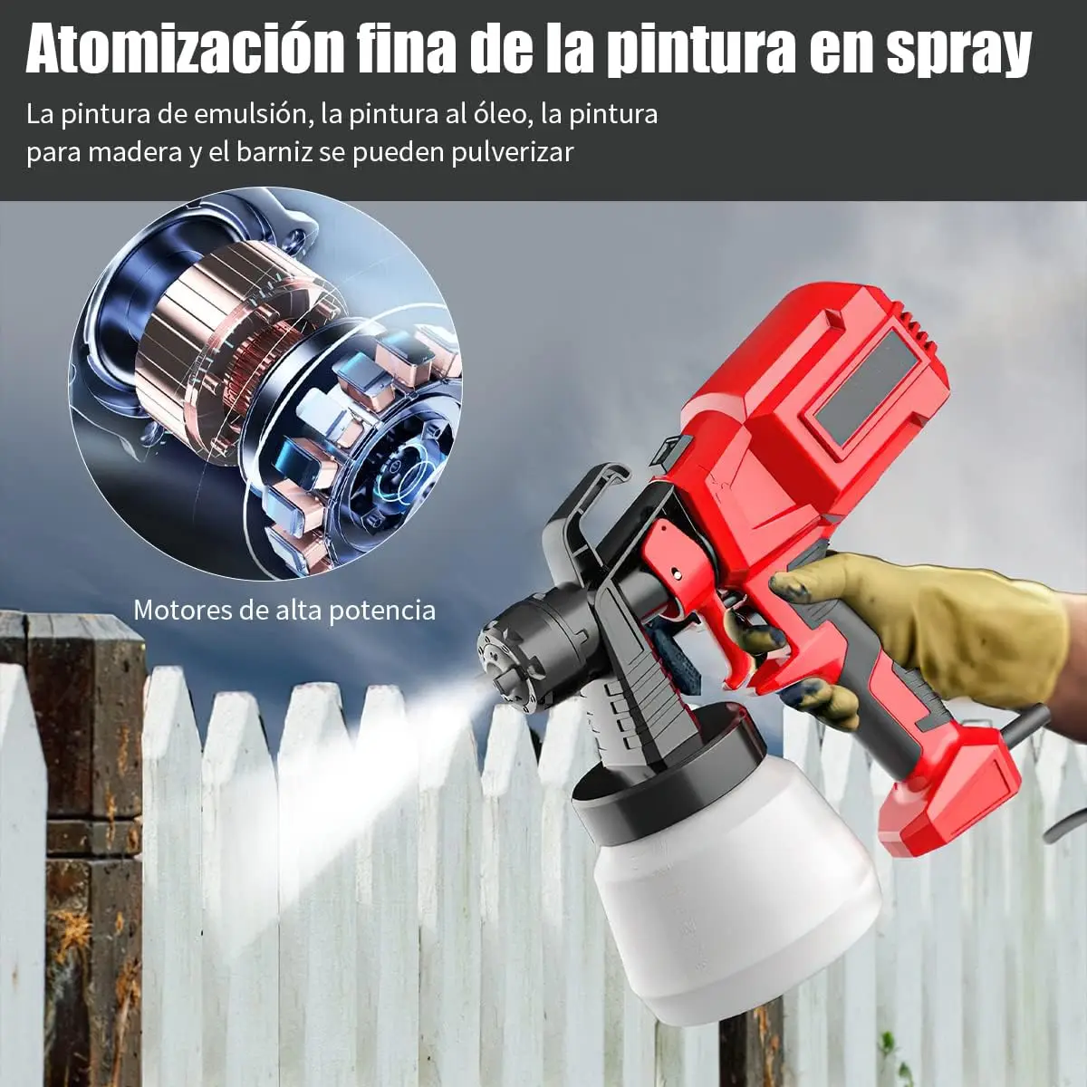 Pistolet pulvérisateur électrique Tp 220V, 1000ml, haute pression avec buse, contrôle de débit, aérographe, poignées amovibles, pulvérisateur de peinture électrique