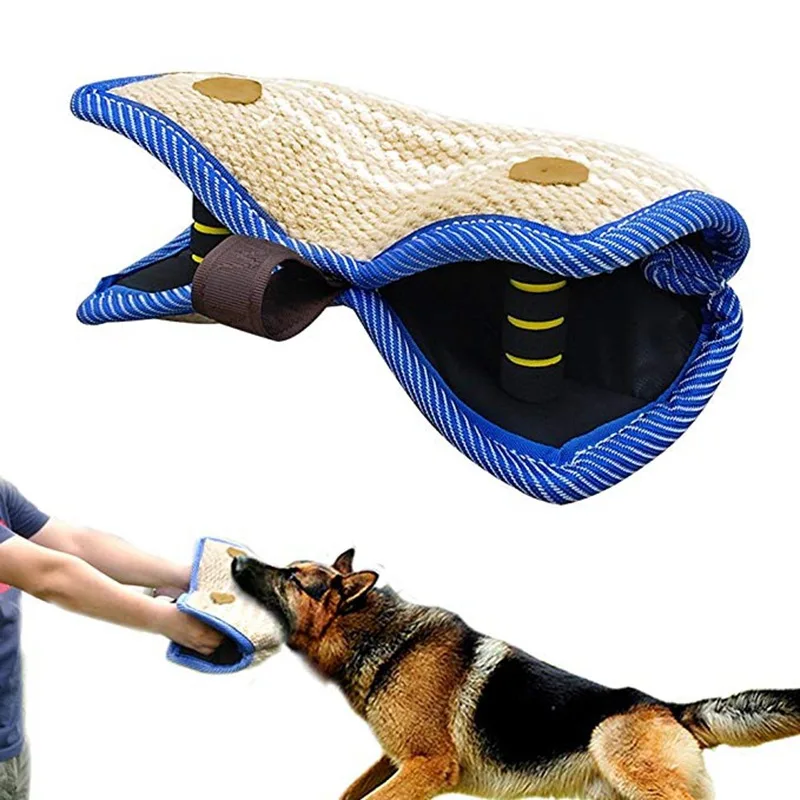 

Jute Linen Bite Wedge Bite Pillow 2 Handle with 1 Loop Tug Toy Training Toy for Medium to Large Dogs German Shepherd Malinois