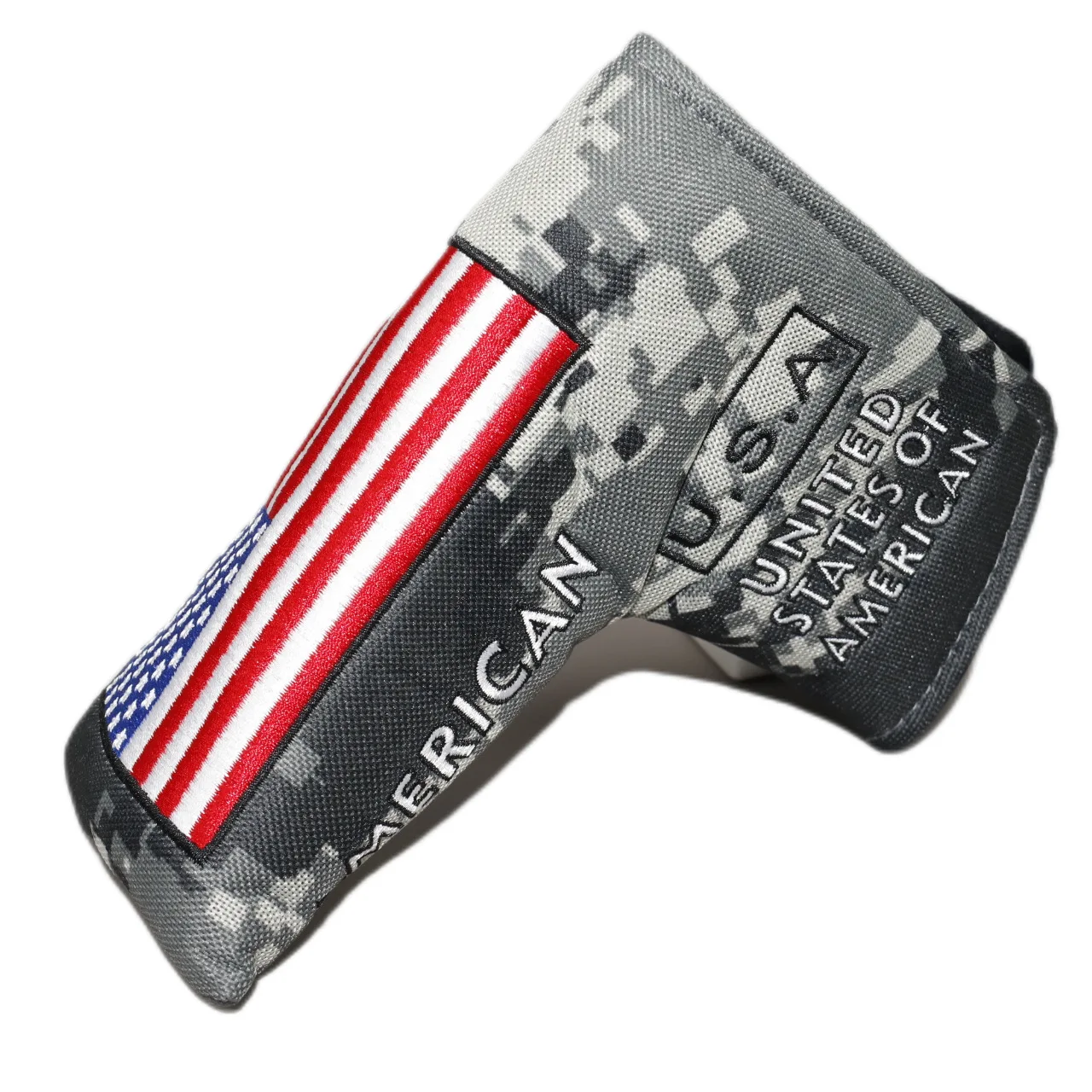 Golf Putter Headcover Canvas Flag Pattern Half Round & Square Shape Putter Cover Club Head Protective Sleeve