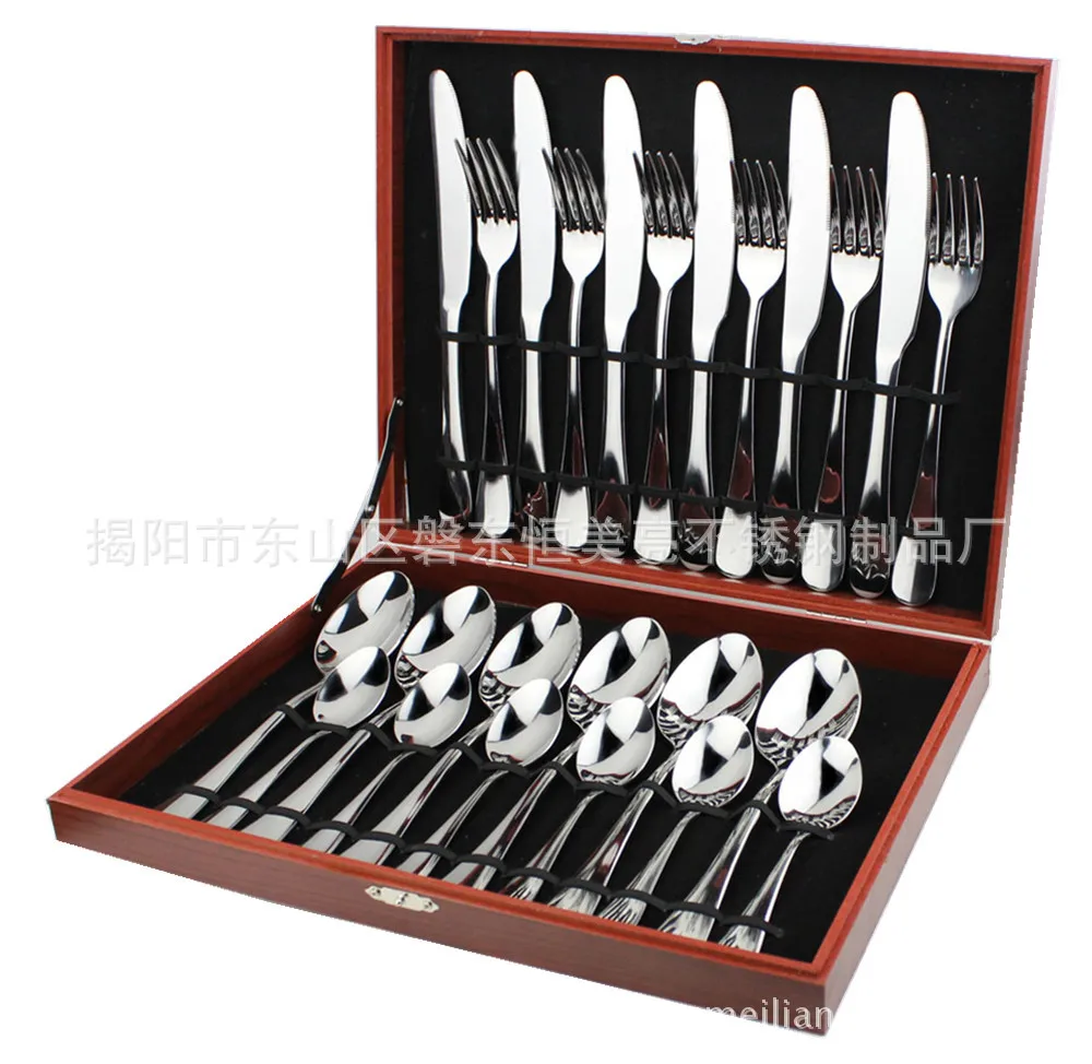 24Pcs Stainless Steel Cutlery Set Knife Fork Spoon Chopsticks Gift Dinnerware