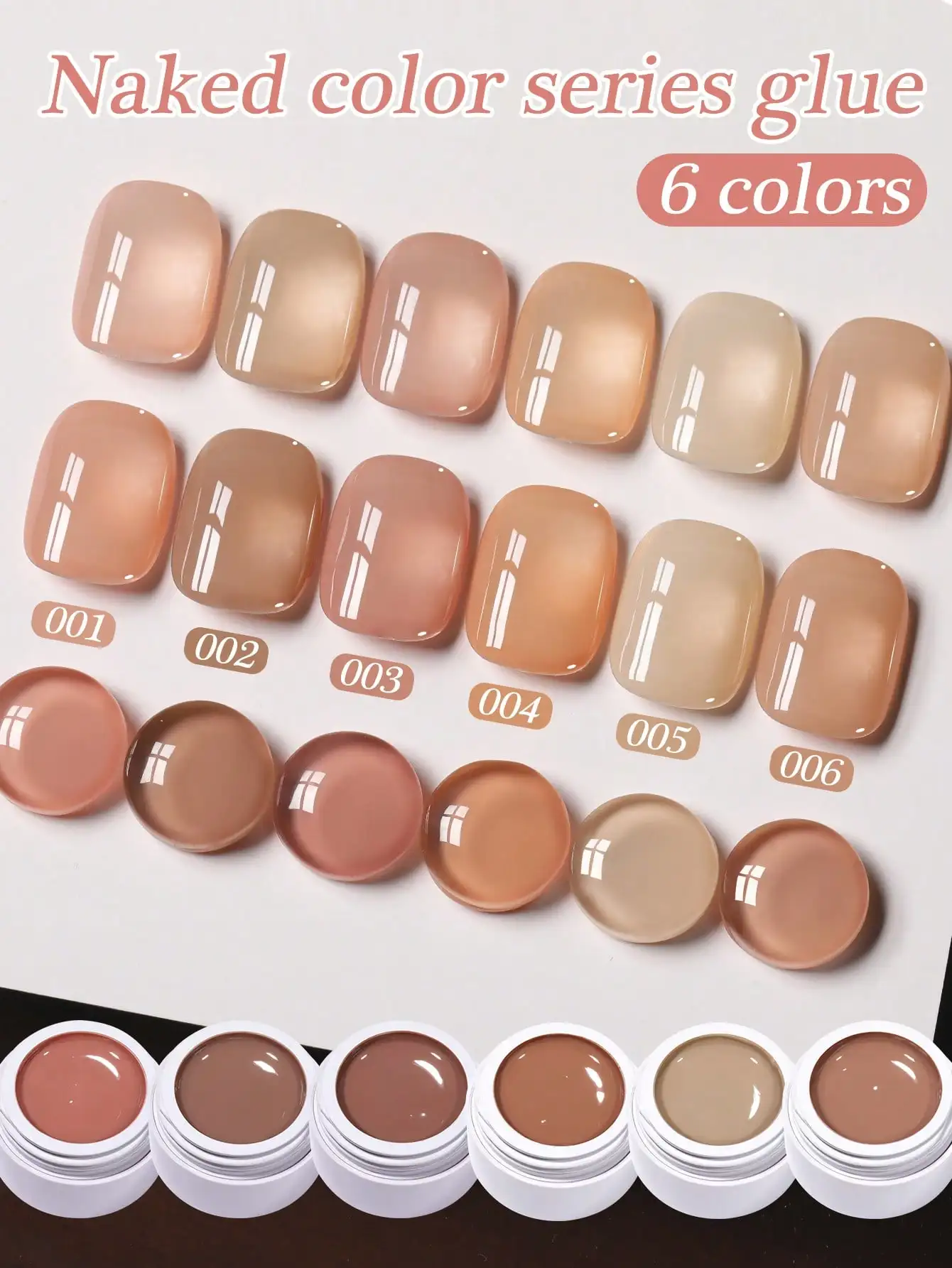 

6PCS 5g Yu Yan Ice Transparent Nude Nail Polish Peelable UV LED, LLong Lasting Glossy Finish, for Nail Salon and DIY