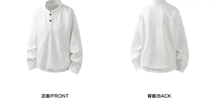 Herren-Raglanärmel-Henley-Pullover mit Stehkragen, zwei Knöpfen, langen Ärmeln, atmungsaktivem Stoff, lässiges Reisekleidungsstück. – Detail 8