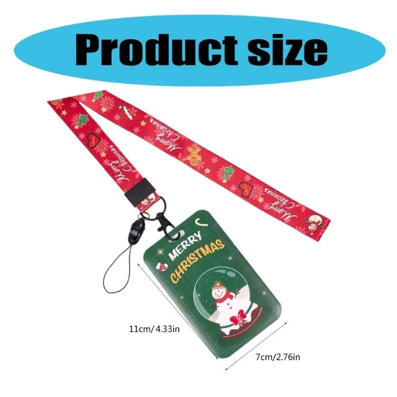 Christmas Key Lanyard with Card Holder Neck Strap Christmas Tree Snowman Badge Lanyard for Nurses Teachers Students Dropship