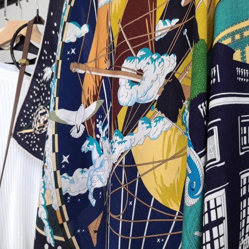 Luxury Winter Soft Scarf Square Wool Silk Shawls Hand Rolled Edge Scarves Women Giant Scarves Bag Neck Accessories