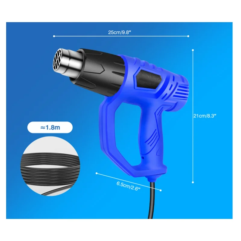 ABDJ-3 노즐 뜨거운 공기 총 DIY, 페인트 제거, 수축 PVC, 건조 공예 EU 플러그 용 이중 속도 조절 열 총