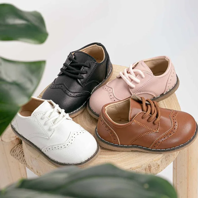 

Children's 2024 Autumn New Fashion Casual Children's Shoes Breathable Waterproof Non-slip Leather Shoes Solid Colour Neutral