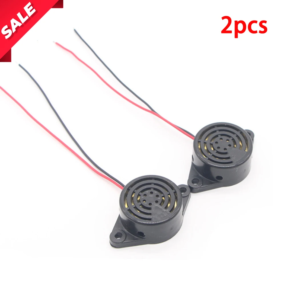 2 PCS Piezo Buzzer, Icstation Buzzer Alarm 12V Electronic Beep Buzzer 100dB Piezo Alarm Siren Continous Sound for Motorcycle