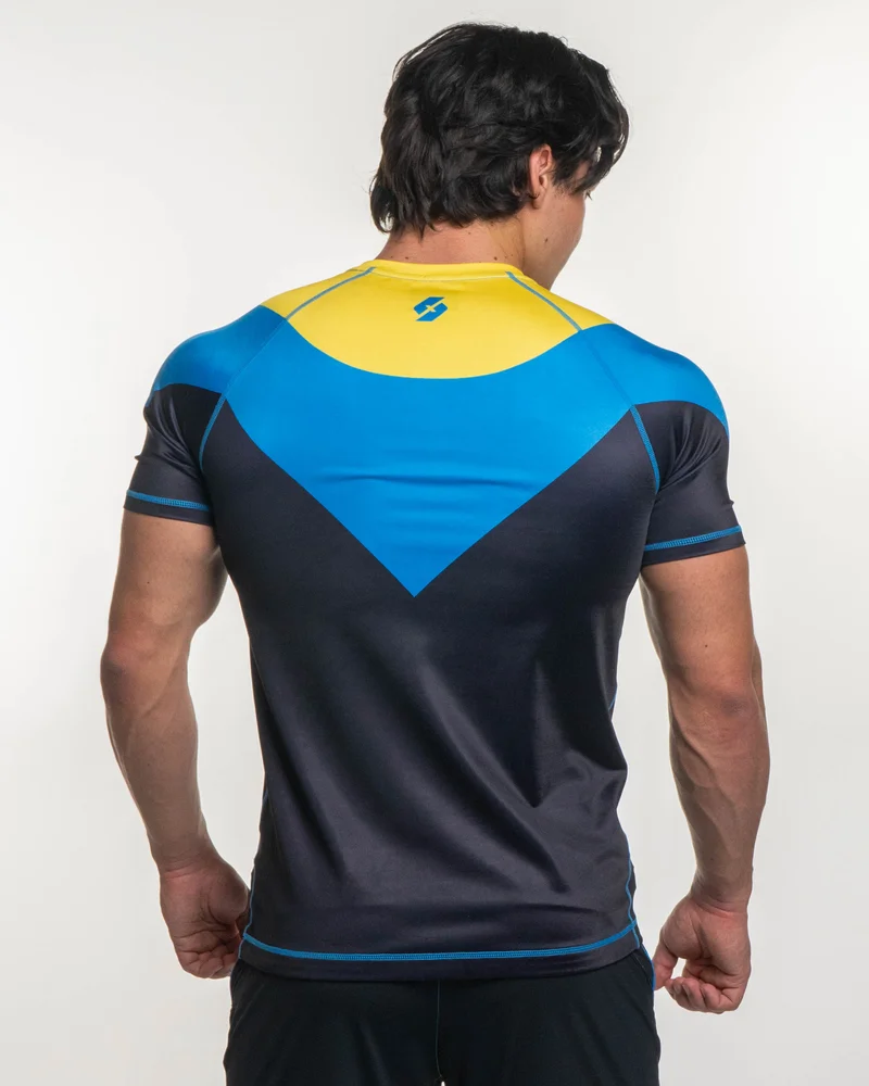 Herren Invincible Omni-Man Kompressions-Rashguard mit kurzen Ärmeln, schnelltrocknendes Fitness-Shirt für MMA, BJJ und Training, Superhelden-Cosplay-Sport-T-Shirt – Detail 5