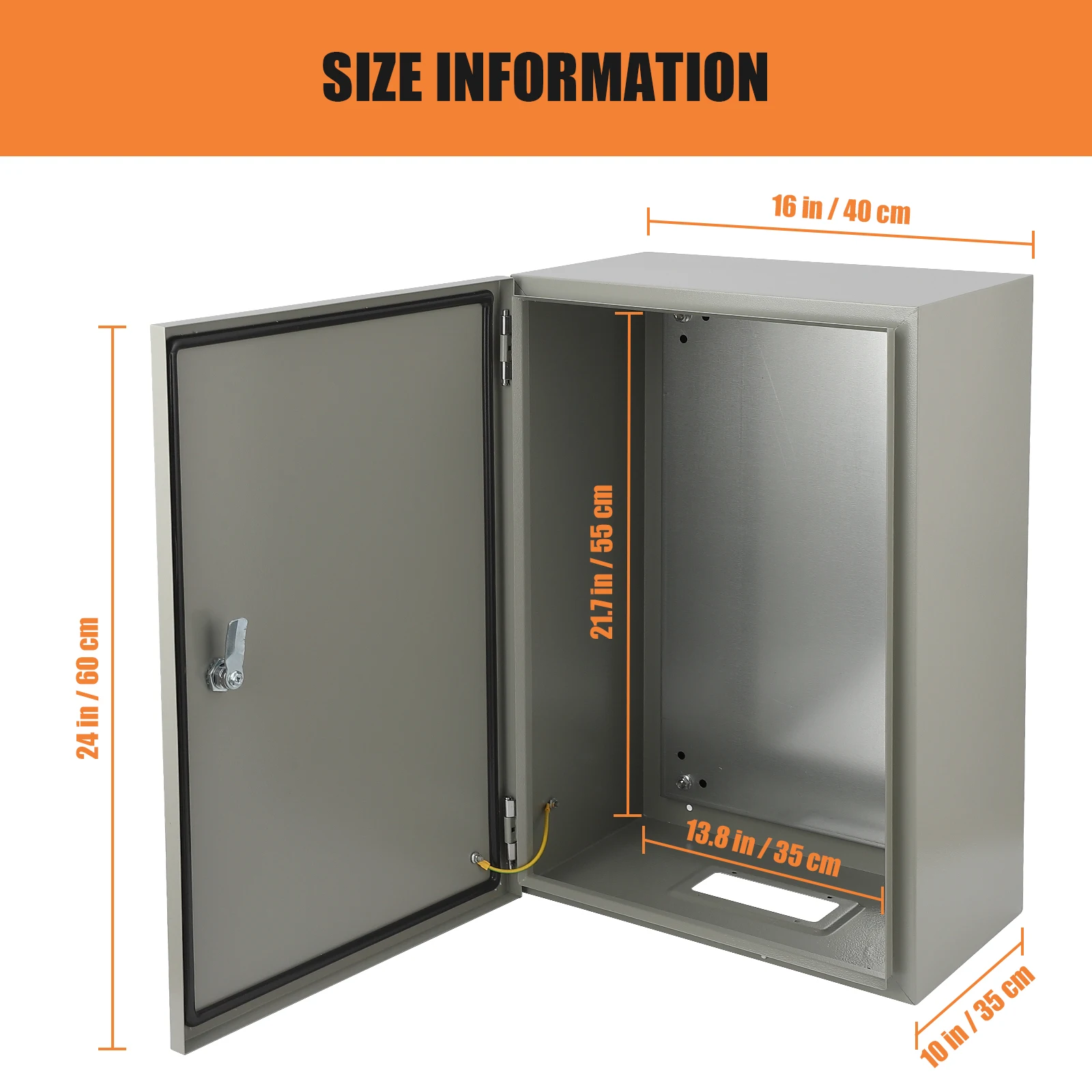 IP66 Waterproof & Dustproof Stainless Steel Electrical Enclosure Box - Heavy Duty Outdoor Junction Box with Lock & Mounting Plate - Global Steel Box for Home Renovation and Projects