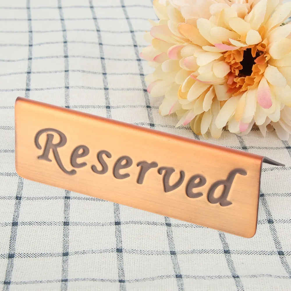 Stainless Steel Reserved Table Sign Elegant Durable Reserved Seating Sign Bronze Finish Reusable Table Tent Card Wedding Events