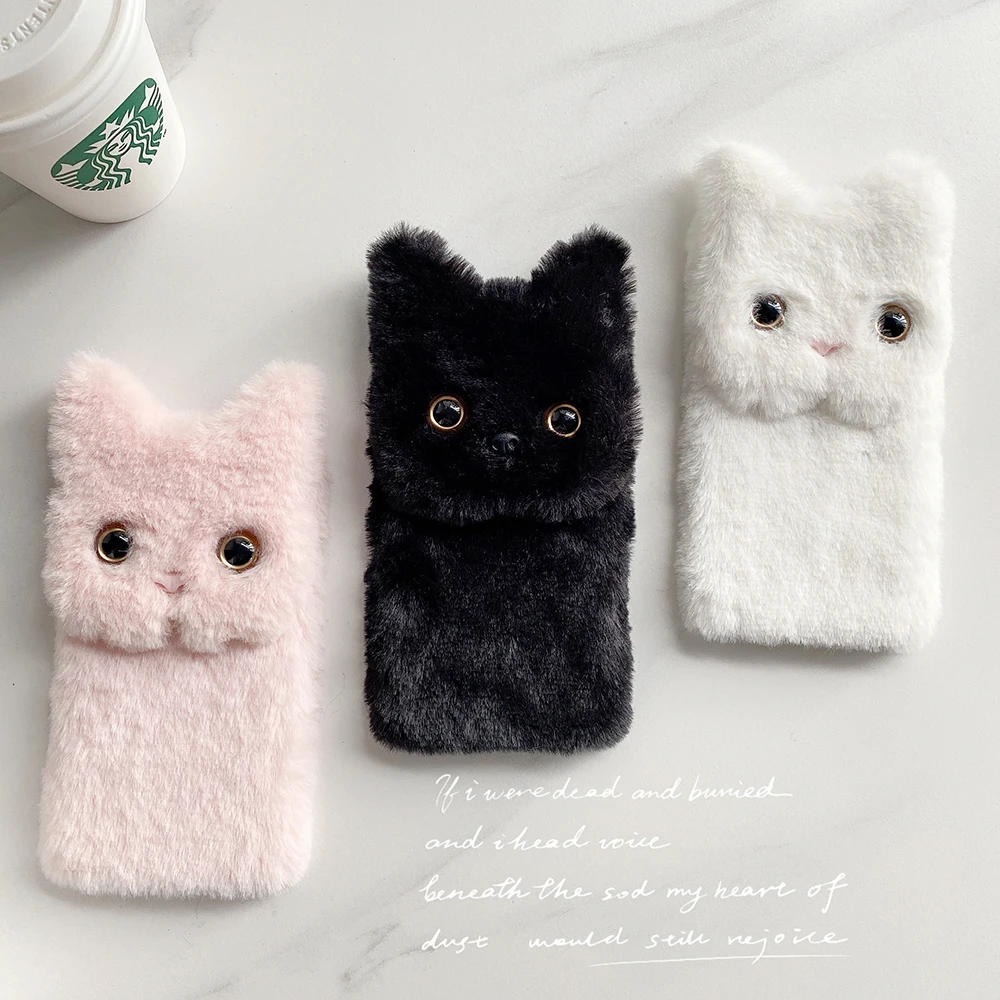 Custodia per telefono in peluche invernale calda per Xiaomi Mi 10 10s 10T 11 Ultra 5X 6 6X 8 9 SE Lite Pro Cat Furry fluffy Fur Soft Cover in