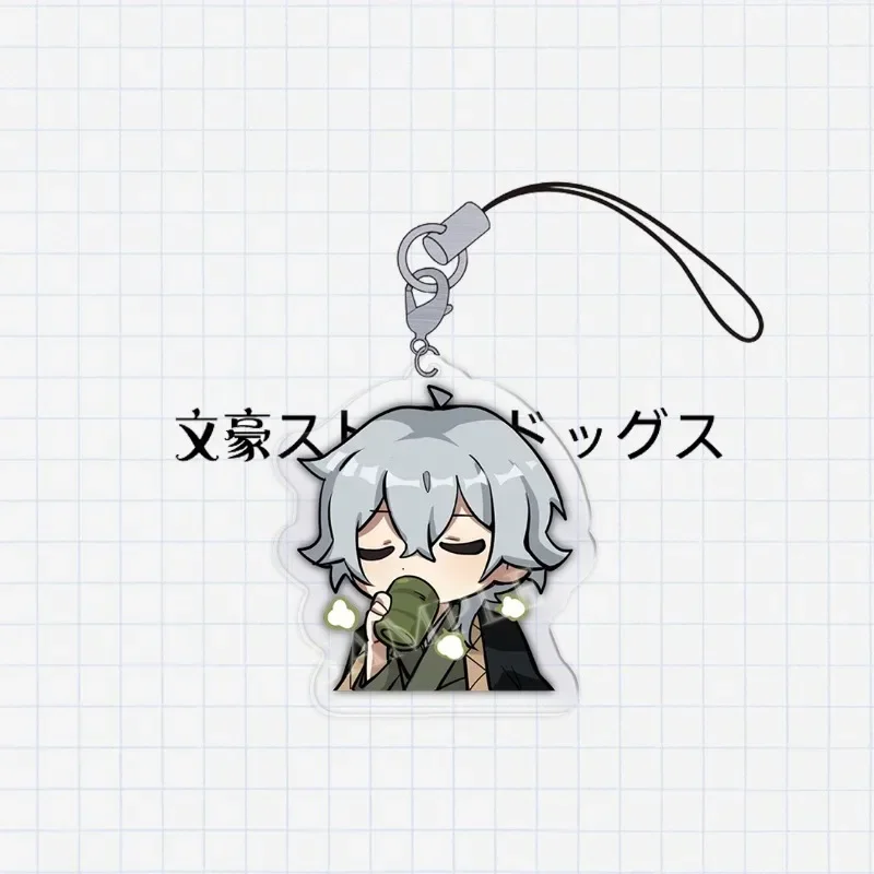 Schattige Bsd Wenhao Wilde Honden Mobiele Telefoon Riemen Sleutelhanger Acryl Hanger Anime Cosplay Dazai Osamu Nakajima Lanyard Fans Kerstcadeau