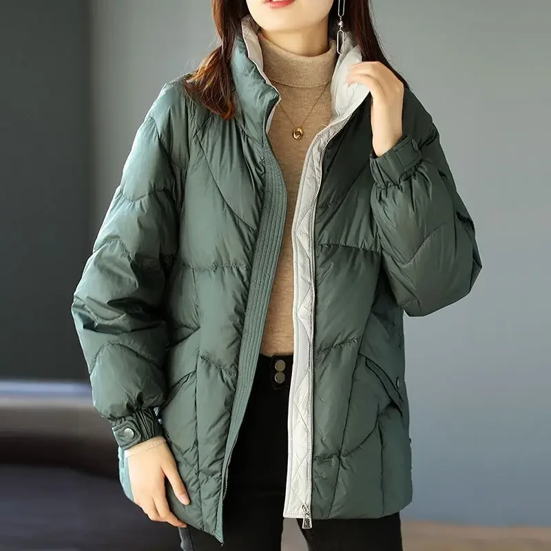 Quilted Padded Patchwork Green Jackets for Women Korean Reviews Many Clothes Winter 2024 Promotion 2024 Thick Padding Woman Coat