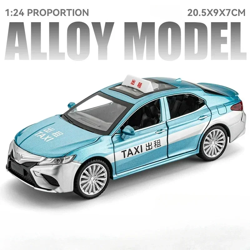 1/24 Alloy Camry Taxi Car Model Toy High Simulation Metal Diecasts Sound And Light Pull Back Vehicles Kids Gifts Collection Toys