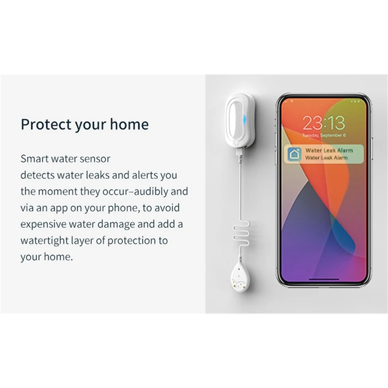Tuya Zigbee3.0 Sensor de agua inteligente, Detector de fugas de agua, funciona con Alexa y Google, blanco