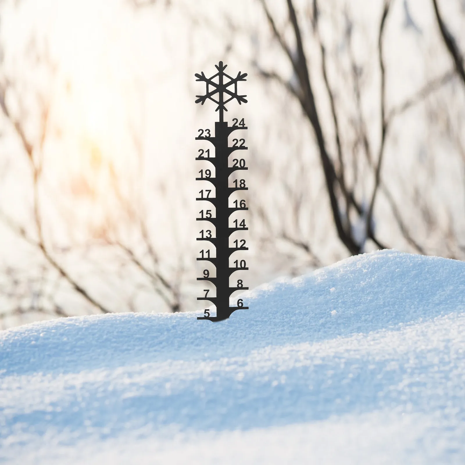 Christmas Snow Gauge Metal Snow Measuring Device Outdoor Garden Stake Decor with Clear Black Numbers for Lawn Yard Patio view 4