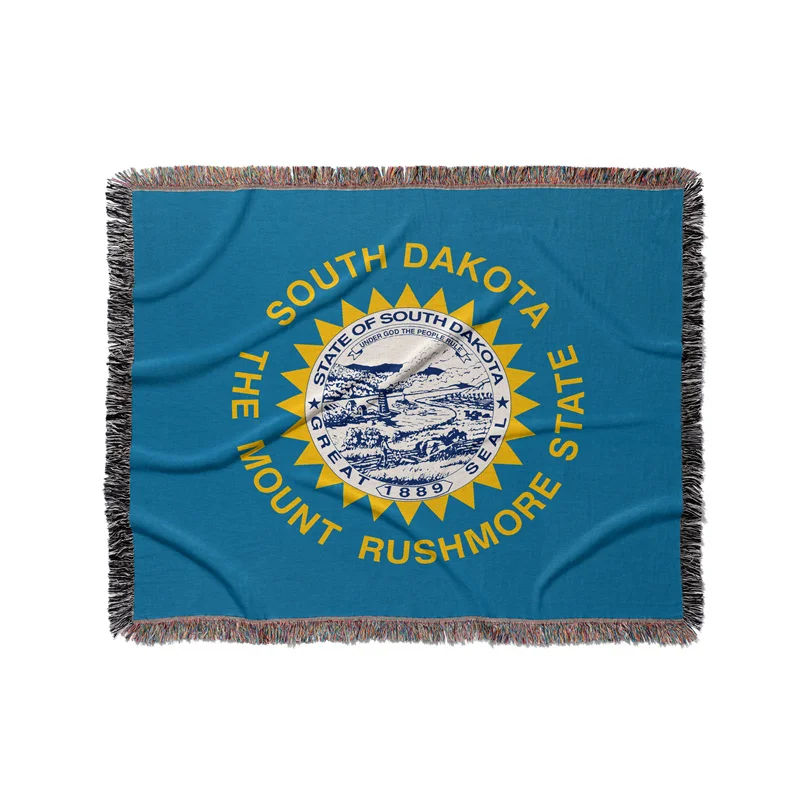 Gaslight Gatekeep Girlboss South Dakota United States of America Jacquard Fringed Woven Throw Blanket
