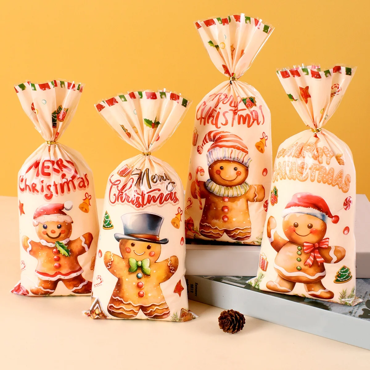 25/50/100 Stück Weihnachts-Süßigkeitentüten Weihnachtsmann-Keks-Verpackungsbeutel Weihnachtsdekoration 2025 Geschenktüten für Partyzubehör – Detail 3