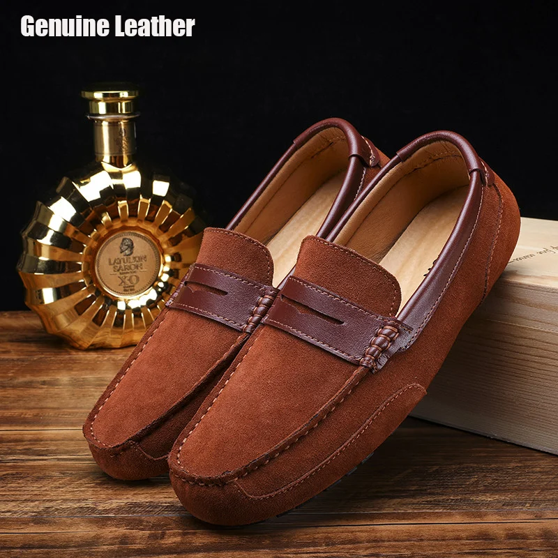 Designer Men's Slip On Loafers Penny Suede Leather Shoes Men Dress Shoes Office Casual Business Gentleman Wedding Shoe For Man