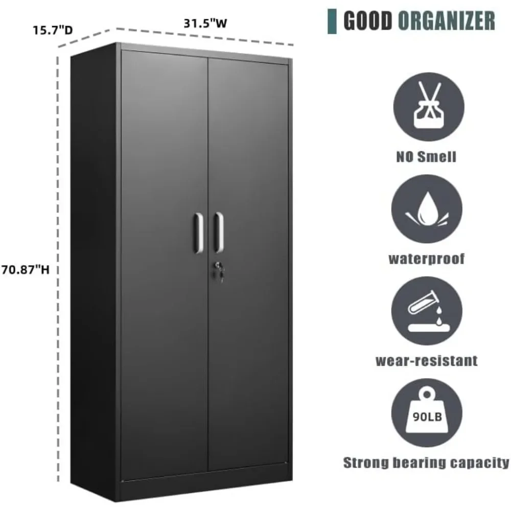 Стальной шкаф для хранения с регулируемыми полками, гаражный шкаф для хранения вещей, шкаф для инструментов в гараже