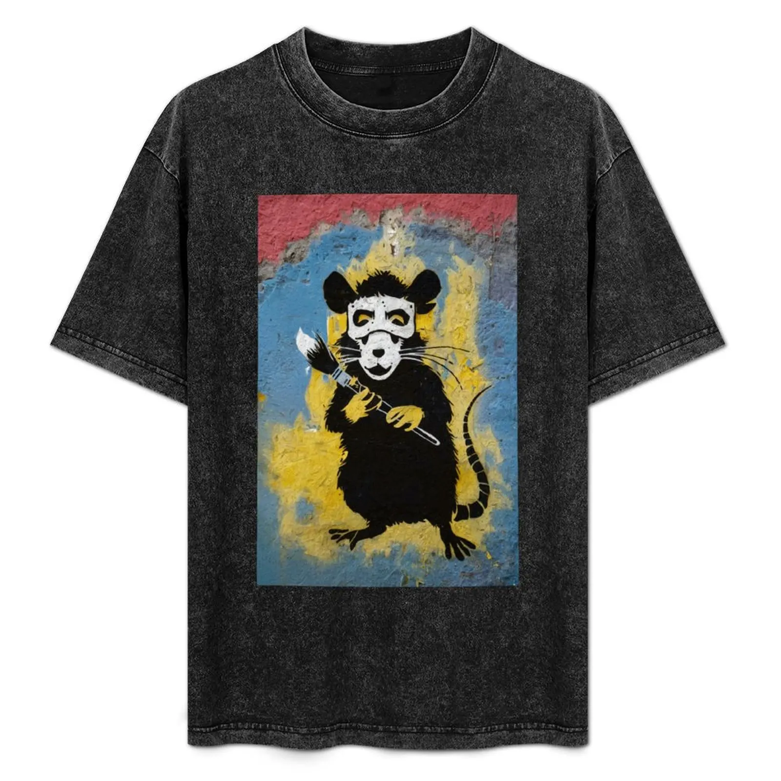 

Rat Stencil Graffiti T-Shirt Big Size Short Sleeve Casual Top