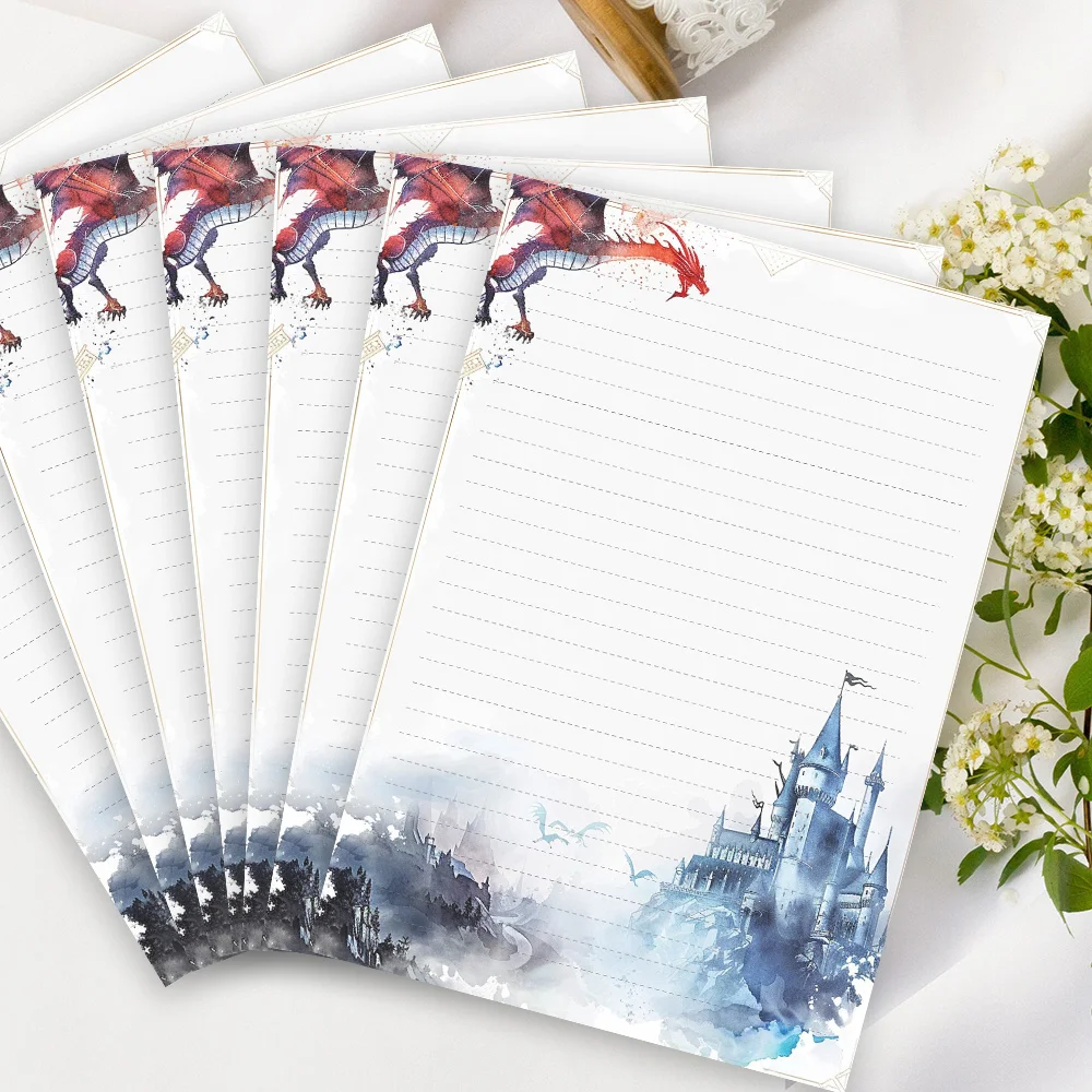 30 Sheets, B5 French Vintage Magical Style Writing Paper, Lined, No Adhesive, Very Suitable For Notebooks, Memos, And Stickers