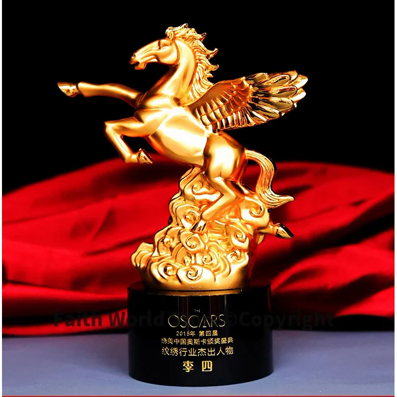 

2025 Customize Custom Business propitious ART-Home company efficacious Mascot fortune HORSE FENG SHUI gilding statue Trophy