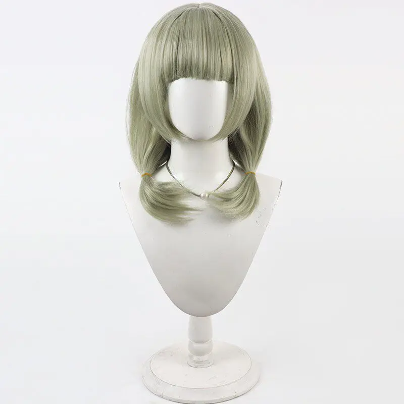 ゲームブルーアーカイブ 阿ラマキ夜雲 コスプレウィッグ ライトターコイズグリーン ミディアムレングス コスプレウィッグ コミコンパーティー用 大人女性男性