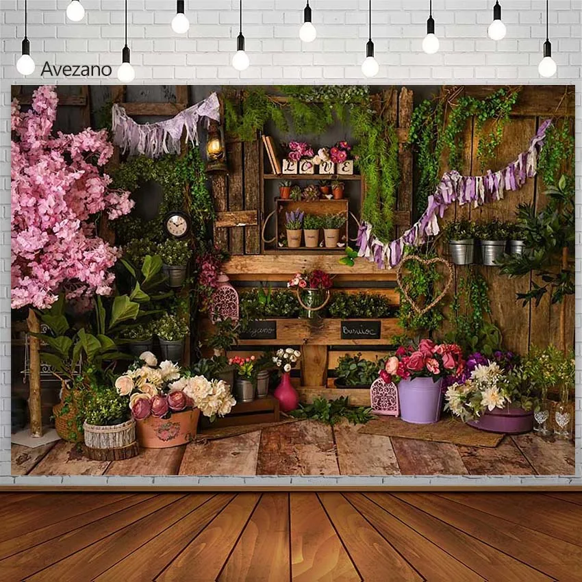 

Avezano Rural Flowers Room Backdrop Spring Home Decor Baby Shower Wood Floor Kids Portrait Photography Background Photo Studio