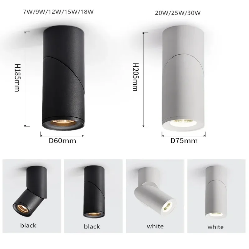 Mờ Xoay Đèn Downlight LED 7W9W12W15W COB Đèn LED Ốp Trần Đèn Rọi AC110-220V Đèn LED Dán Tường Ấm Lạnh Trắng Chiếu Sáng Trong Nhà