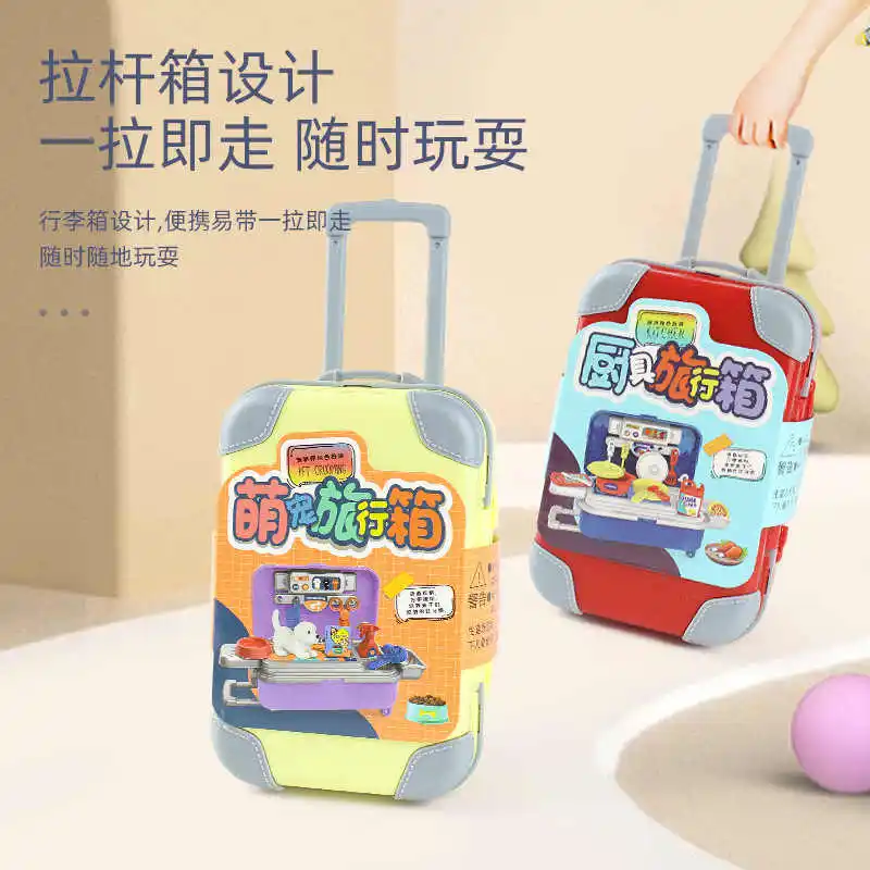 Pet travel Case Little girl Child baby dress up pet mini trolley case gift simulation house toys