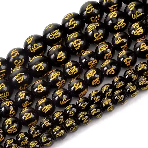 6-12mm 33-65pcsBlack Agate Mantra Prayer Beads - Round Loose Gemstone for DIY Jewelry,  Fashionable Craft Accessories