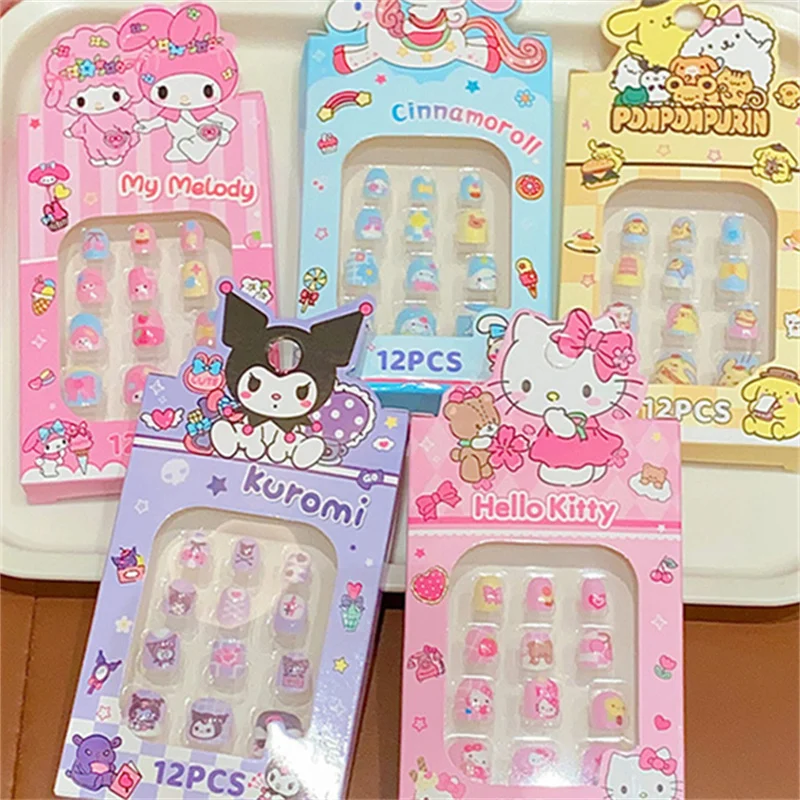 Sanrio Toppa per unghie per bambini Hellokitty Cinnamoroll Kawaii rimovibile fatta a mano per unghie Accessori squisiti regalo per ragazze