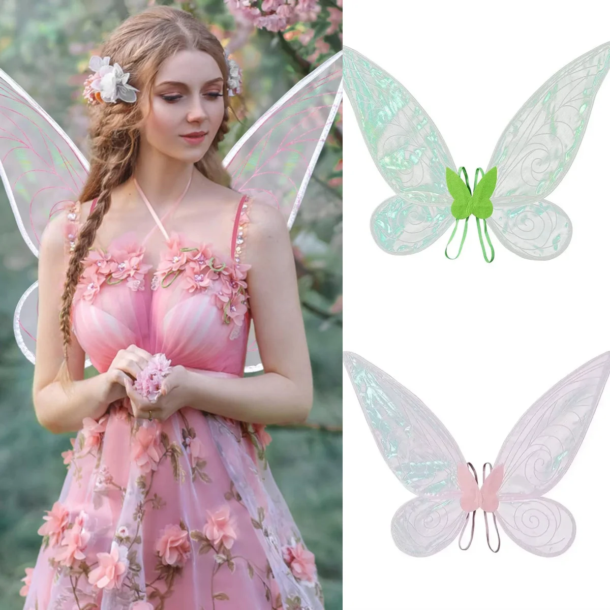 Butterfly Fairy Wings Costume Women Cosplay Costume Props Sparkle Angel Wings Dress Up Halloween Princess Angel Wing Costume