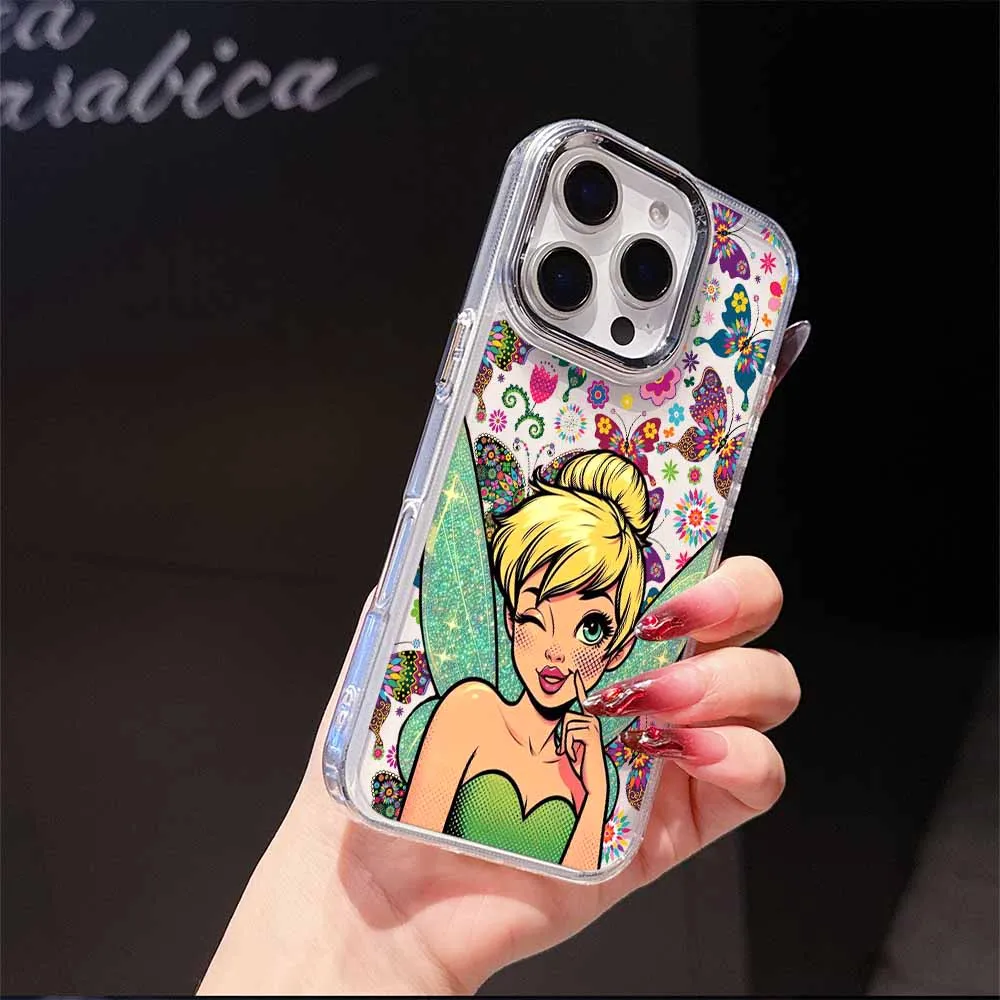 ديزني تينكر بيل جراب هاتف لابل آيفون 17 AIR 16E 15 14 13 12 11 برو ماكس زائد غطاء ناعم شفاف فوندا سيليكون كابا
