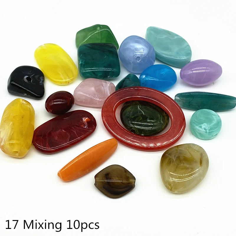 حبات أكريليك مقلدة لصنع المجوهرات ، ألوان مختلطة ، حجر طبيعي ، تأثير السحب ، سوار وإكسسوارات قلادة تصنعها بنفسك ، 10 ks