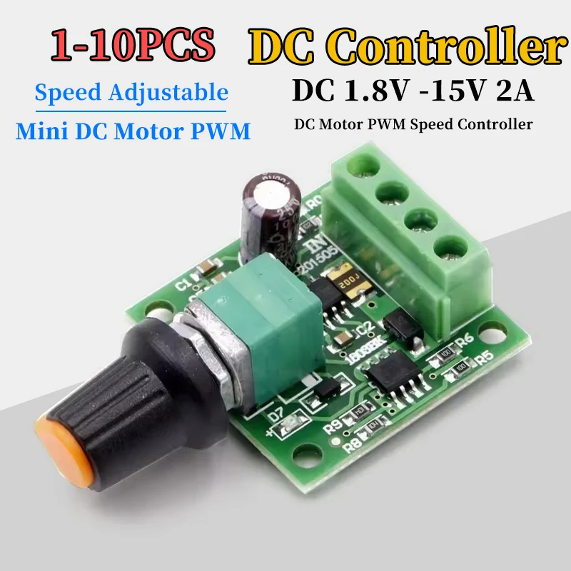 1-10Pcs DC 1.8V 3V 5V 6V 12V 2A PWM Motor Speed Controller Low Voltage Motor Speed Controller PWM 0~100% Adjustable Drive Module