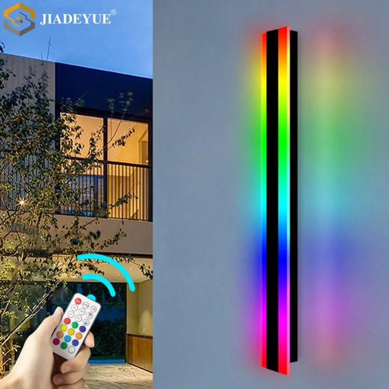 Outdoor long wall lamp IP65 waterproof, RGB, 7 colors, garden balcony, Christmas party, terrace decoration, outdoor lighting