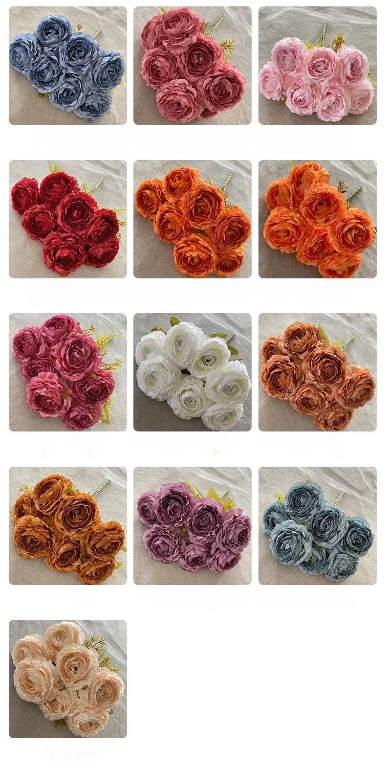 2/5 Stück Simulationsblumen aus gebürstetem Stoff, rot, 69 Pfingstrosen, künstliche Blumen, 7-köpfiger Pfingstrosenstrauß, Restaurantdekoration – Detail 1