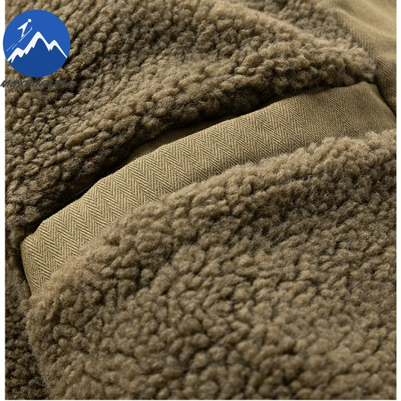 Luxury Winter Jacket Fleece Lined Outdoor Work Windproof Warm Padded Jacket Fur Collar Lapel Comfort Cold Resistant Tooling Coat