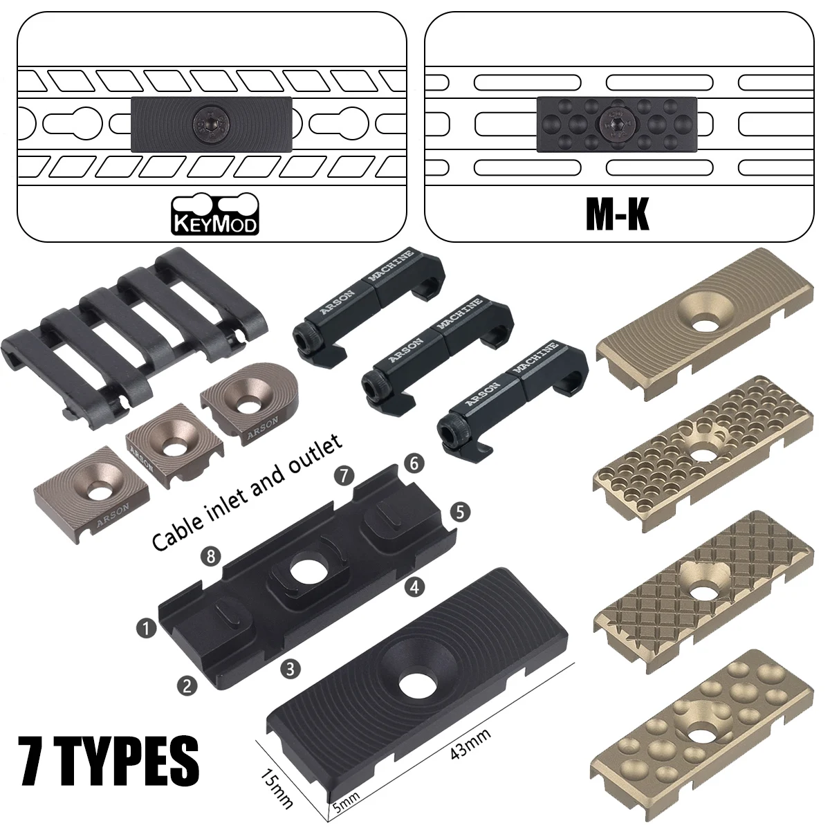 M-K Pictinny Wire Guide System KEYMOD For M300 M600 MoLk Cable Management Surefire Laser Flashlight Remote Switch Clip 9type
